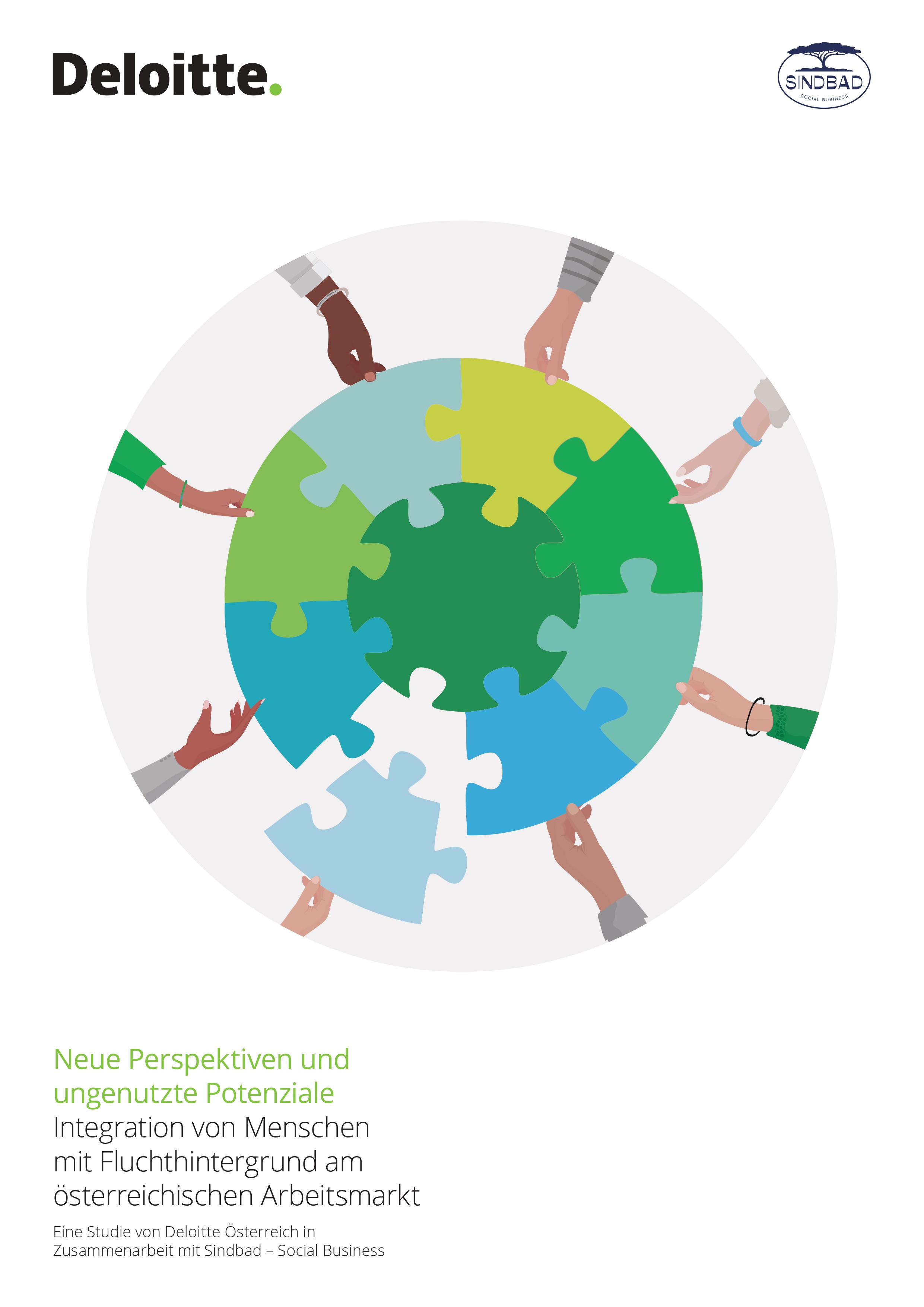 Titelbild der Deloitte Studie "Integration von Menschen mit Fluchthintergrund am österreichischen Arbeitsmarkt"